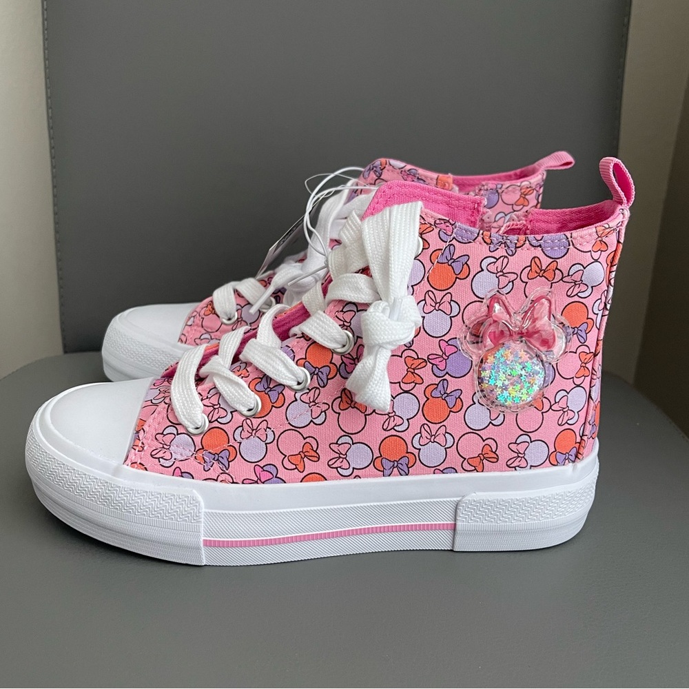 Disney Girls Minnie Mouse High Top Sneakers Size 3